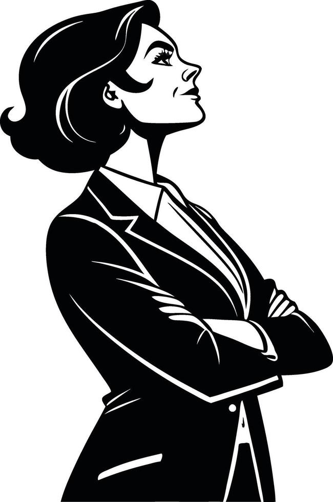 Confident Businesswoman Silhouette in Suit for Empowerment and Professional Themes vector