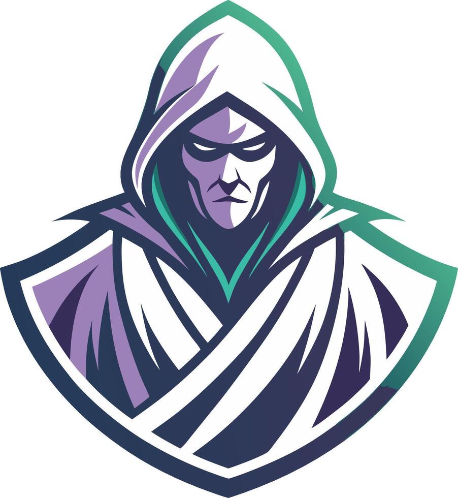 Mysterious Hooded Figure Design for Gaming Branding and Apparel vector