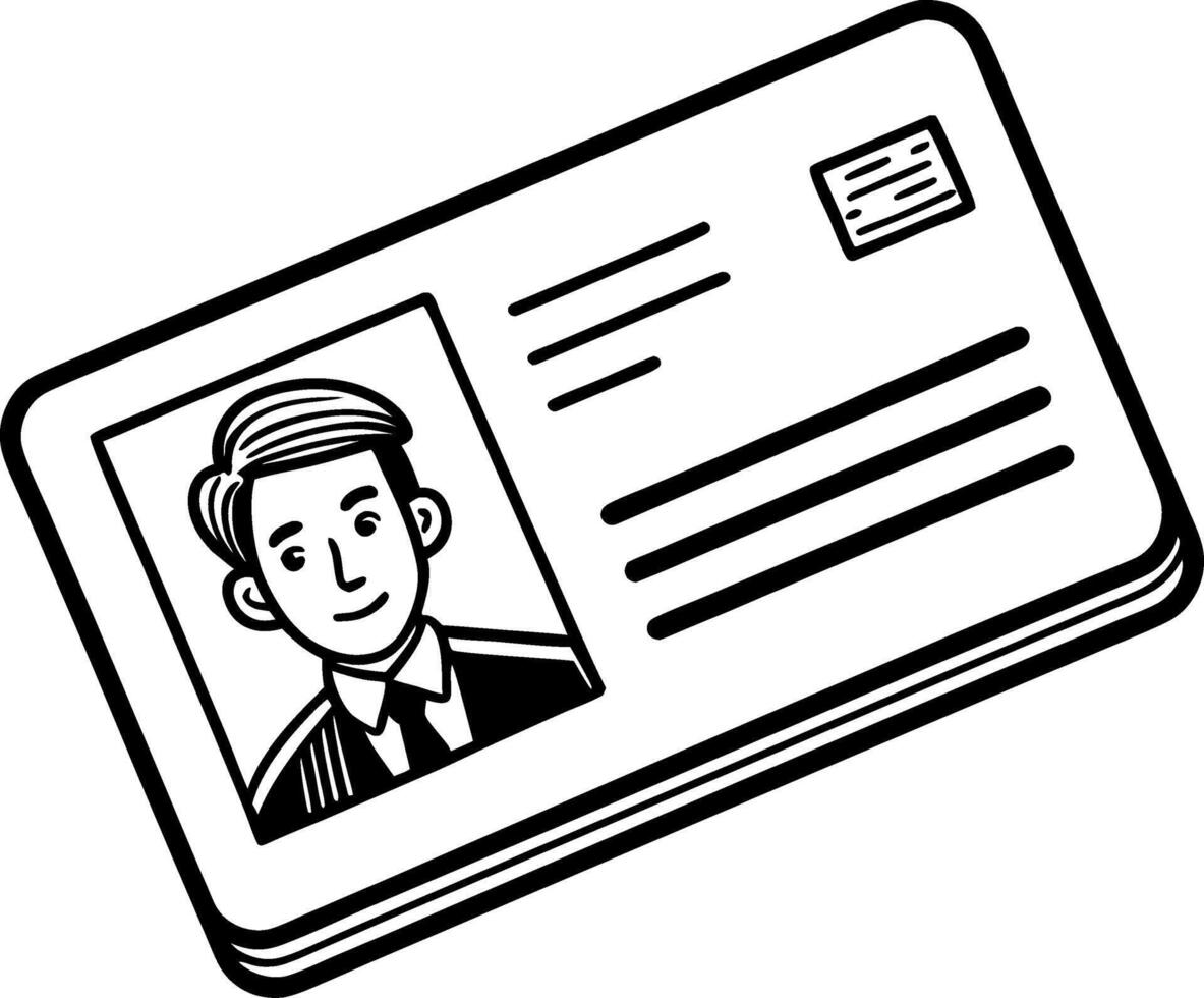 Hand Drawn Illustration of Identification Card with Male Portrait vector