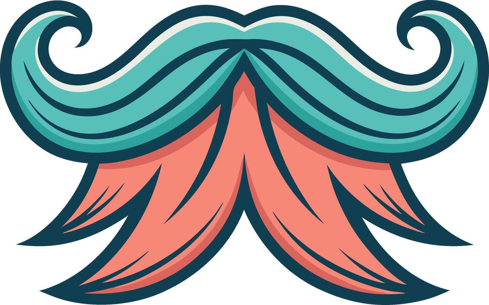 Colorful Retro Mustache Design for Creative Projects Tattoos or Print Applications vector