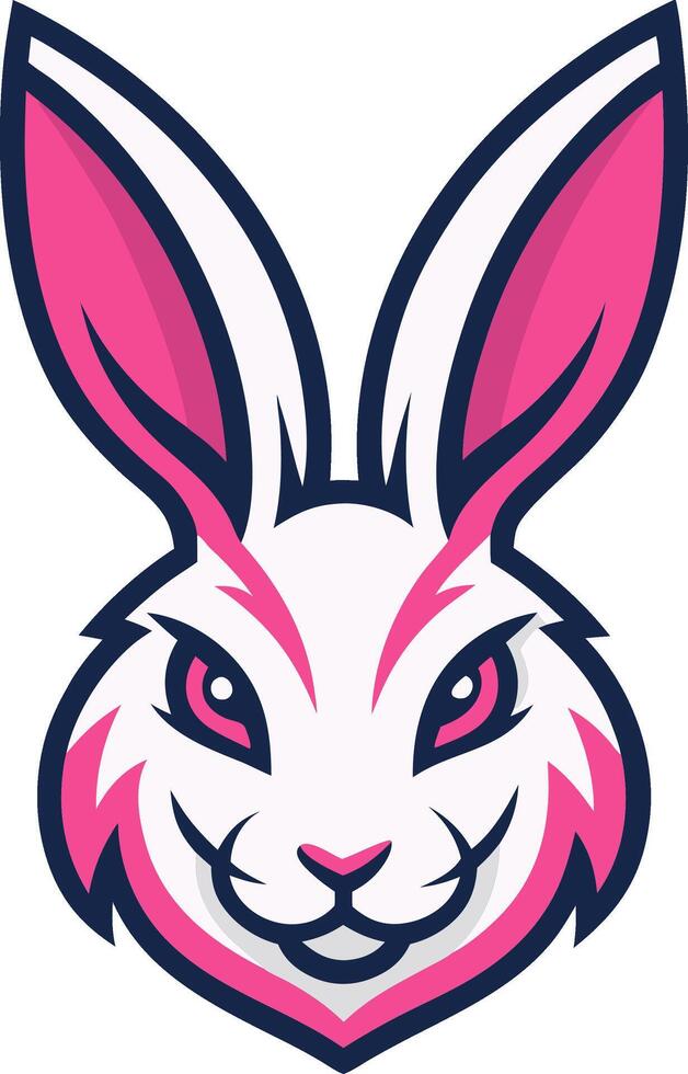 Bold Illustrative Pink and White Rabbit Head Design for Mascots and Merchandise vector