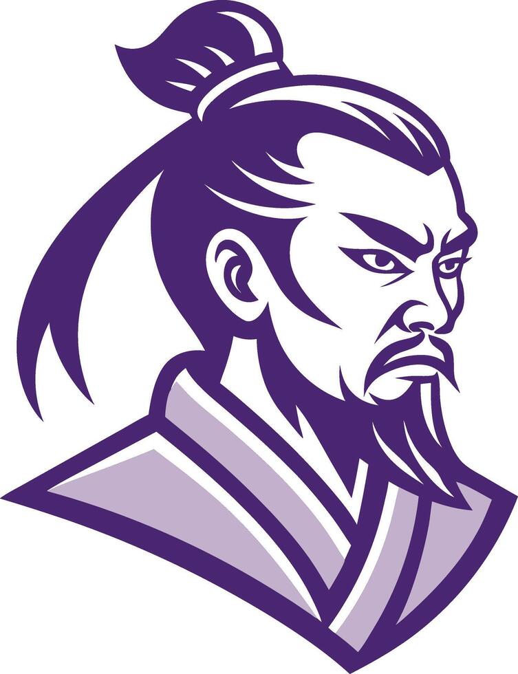 Samurai Warrior Character Illustration for Tattoo Design and Asian Cultural Art Projects vector
