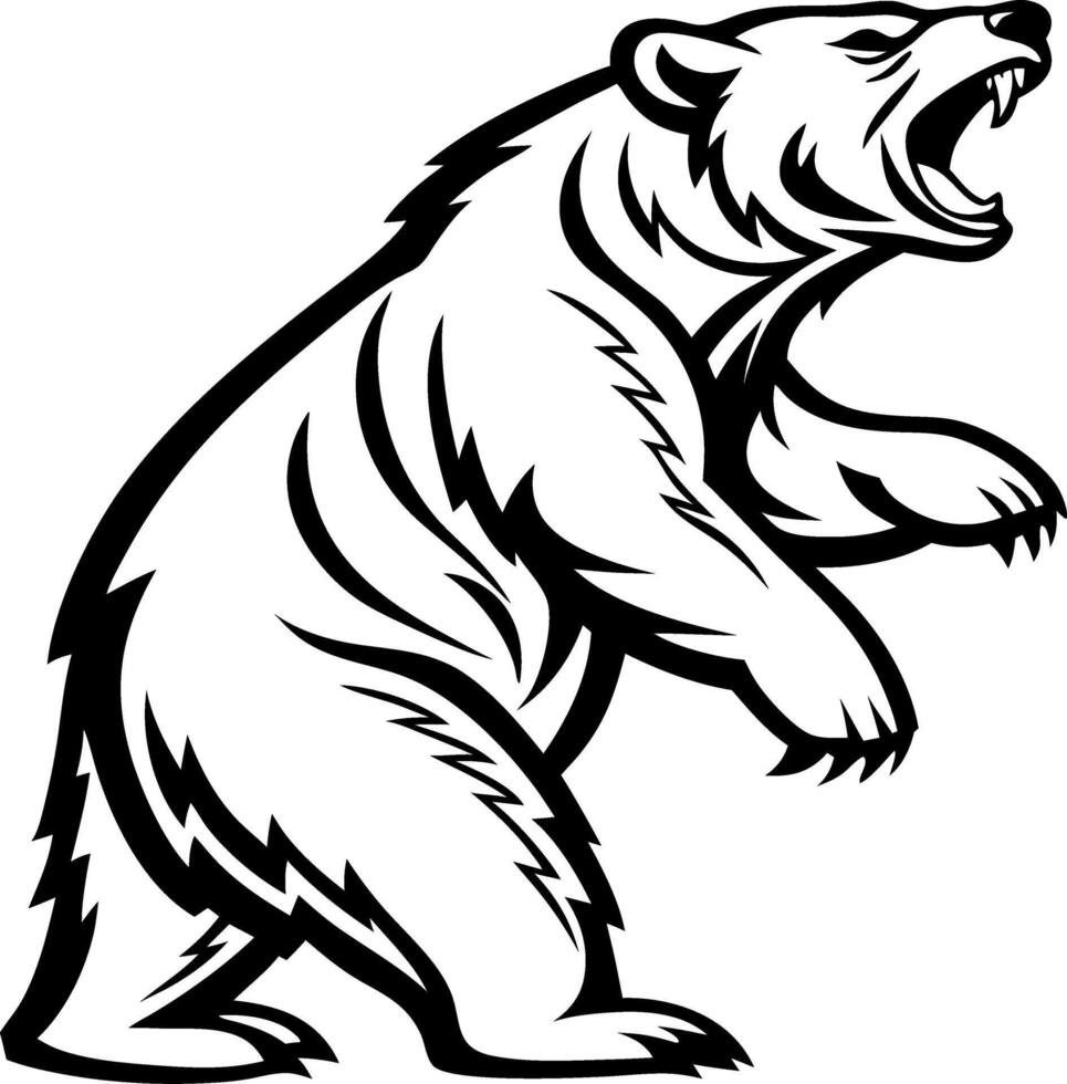 Majestic Roaring Bear Illustration Suitable for Tattoo Designs and Graphic Projects vector
