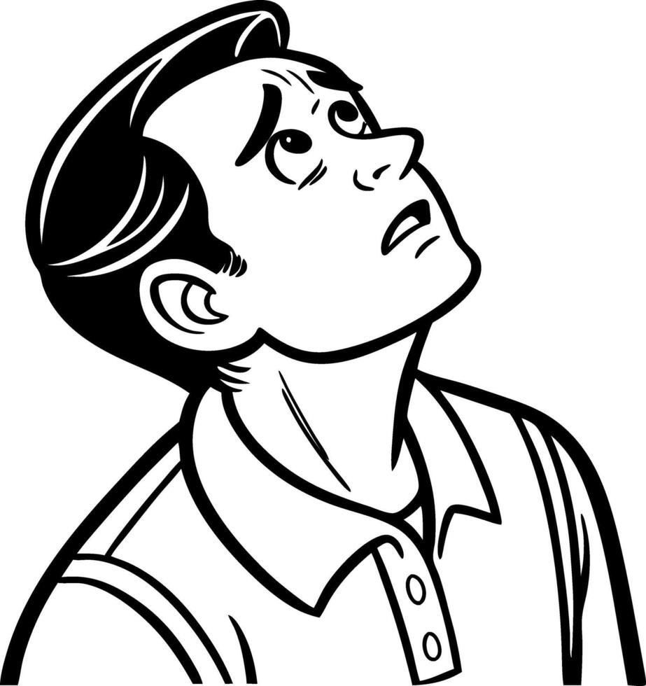 Surprised Man Looking Up in Vintage Comic Style Illustration vector