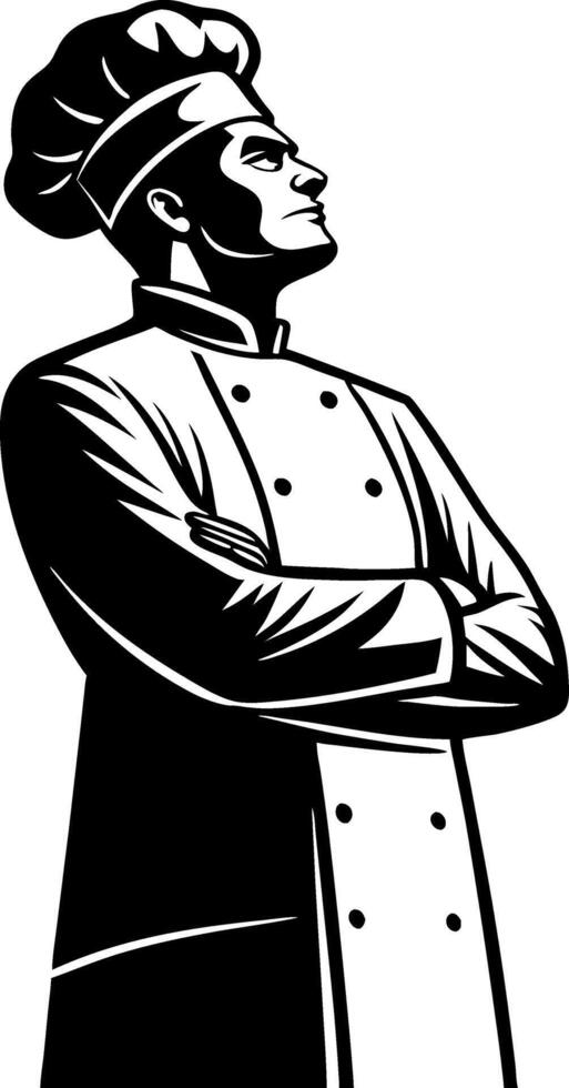 Confident Chef Standing Proud in Culinary Uniform for Restaurant Branding and Menu Design vector