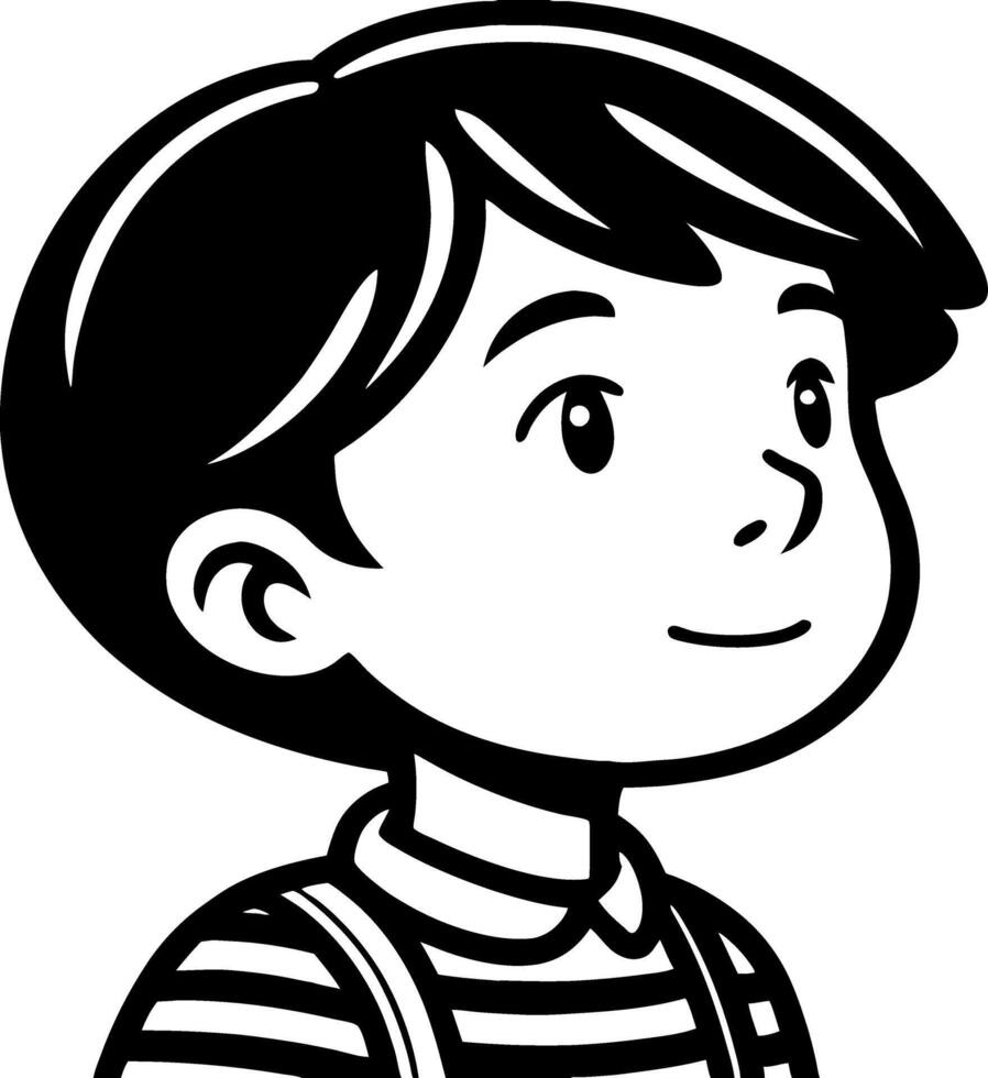 Cute Cartoon Boy with Striped Shirt and Cheerful Expression Illustration vector