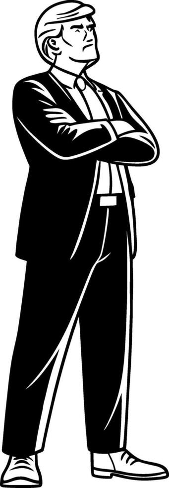 Confident Businessman Standing with Arms Crossed Illustration Design for Marketing vector