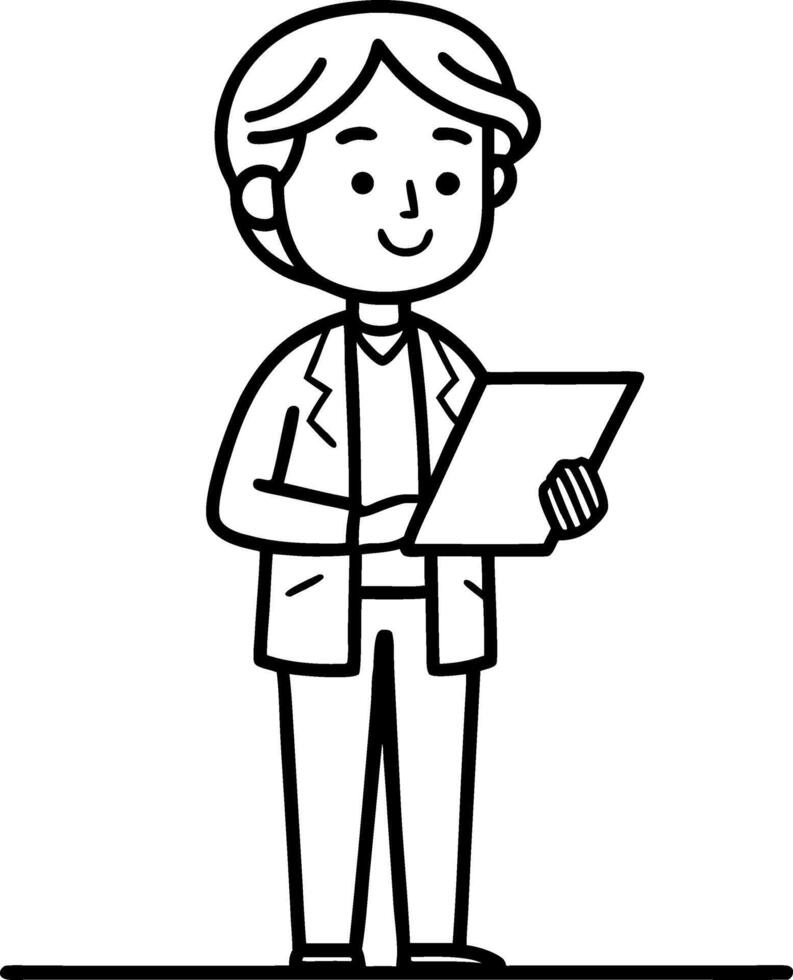 Professional Young Male Character Holding Document in Lab Coat for Illustrations and Designs vector