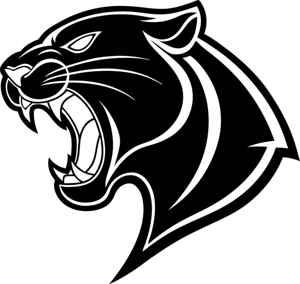 Black Panther Animal Head Silhouette Design for Tattoo Art and Graphic Projects vector