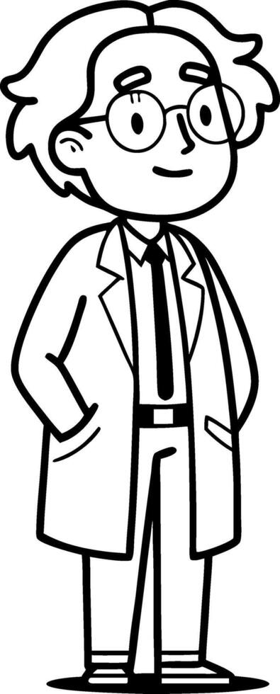 Cartoon Scientist Character Design with Stylish Lab Coat and Glasses for Creative Projects vector