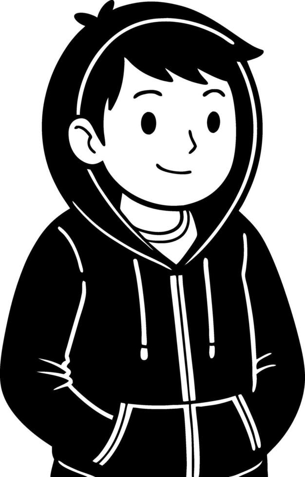 Casual Boy Character in Hoodie Illustration Suitable for Kids Coloring Activities vector