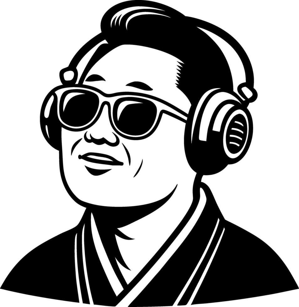 Cool Man with Headphones and Sunglasses Retro Illustration for T-Shirt Design vector
