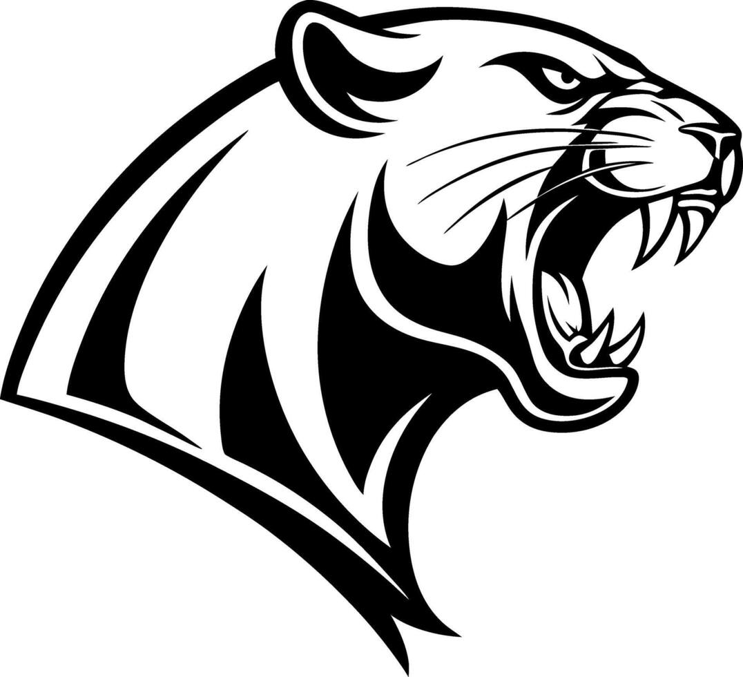 Roaring Panther Head Illustration for Tattoo Designs and Bold Artwork vector