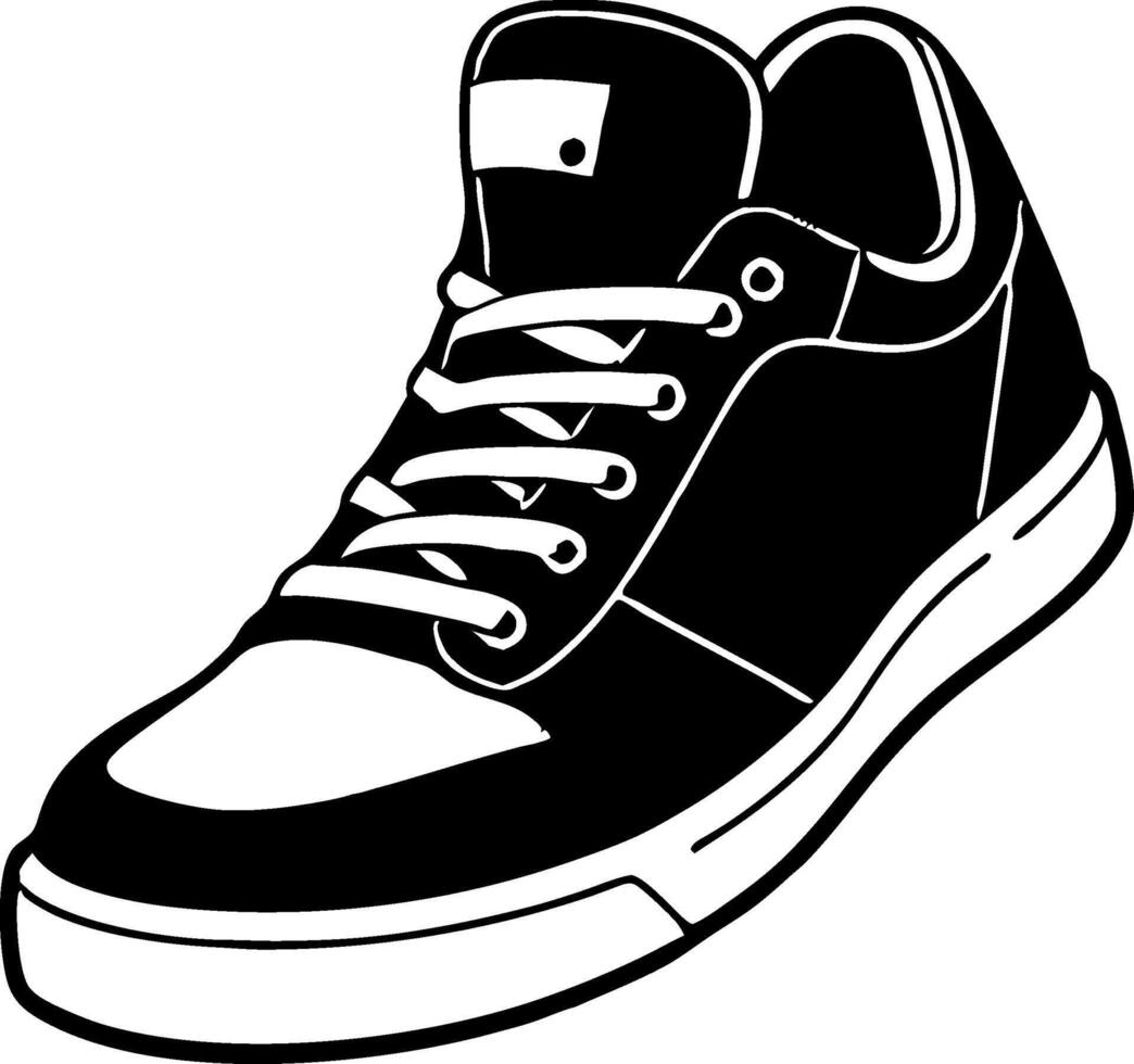 Stylish Black and White Sneaker Illustration Ideal for Tattoo Design and Coloring Book vector