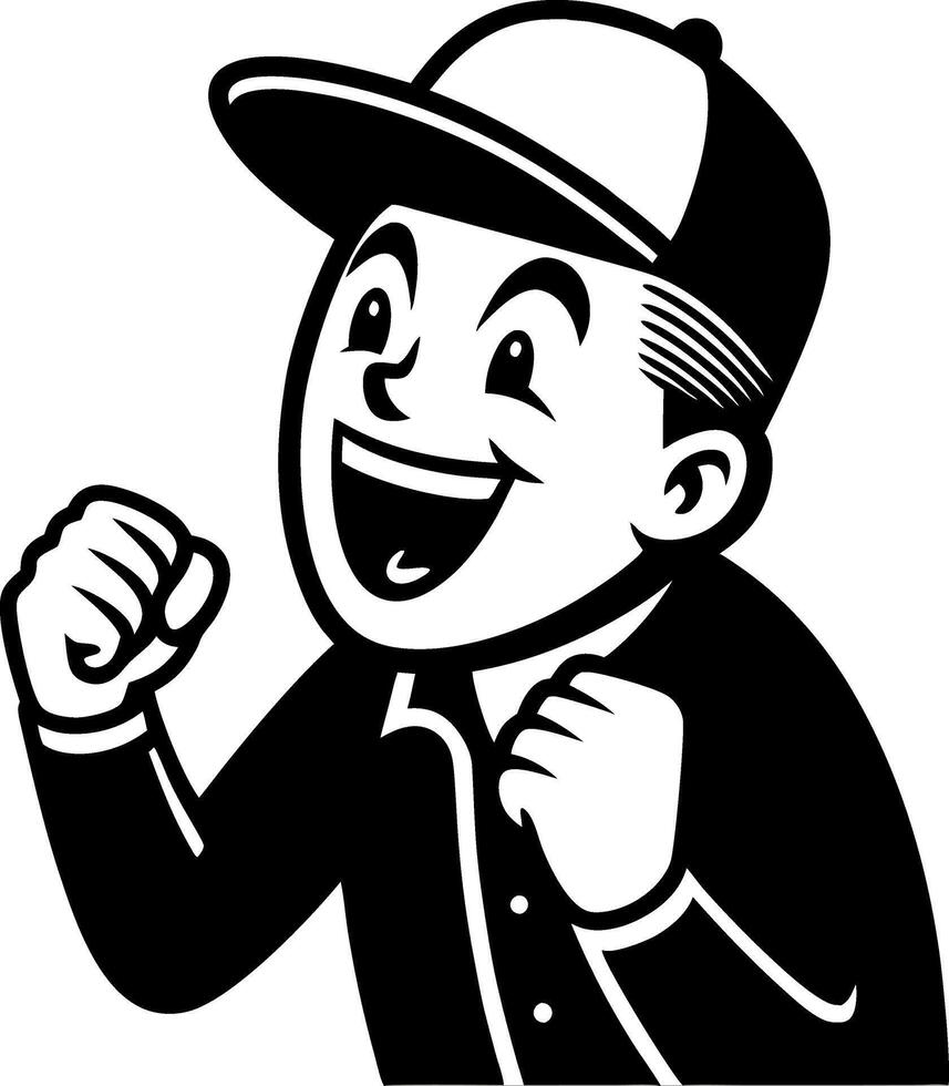 Joyful Boy Celebrating Enthusiastically with Fists Pumped in the Air for Fun and Motivation vector
