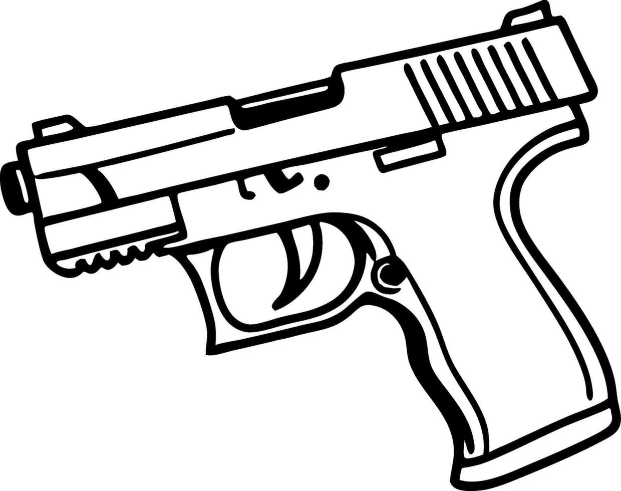 Detailed Black and White Illustration of a Handgun for Tattoo Design and Artwork vector