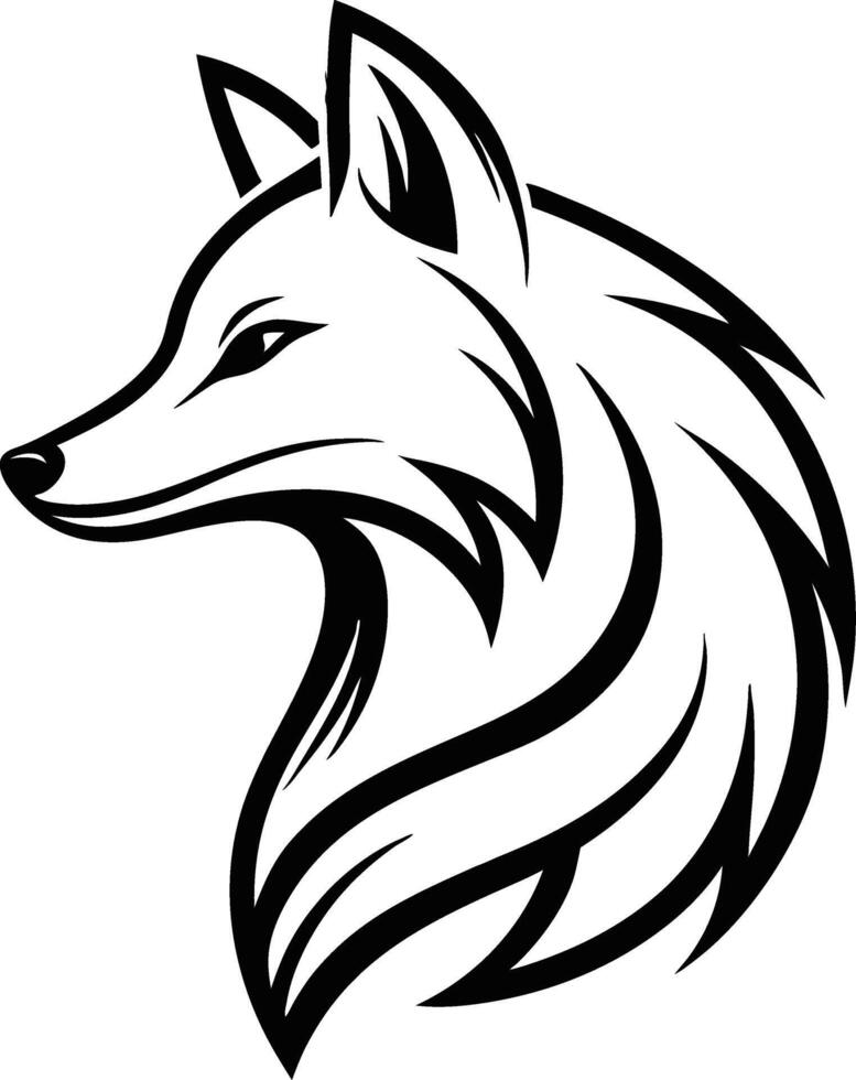 Elegant Illustration of a Stylized Wolf Head with Flowing Fur for Tattoo and Design Use vector