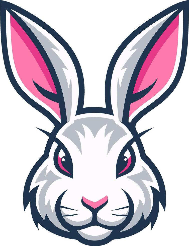 Stylized White Rabbit Head with Pink Accents for Creative Projects and Designs vector