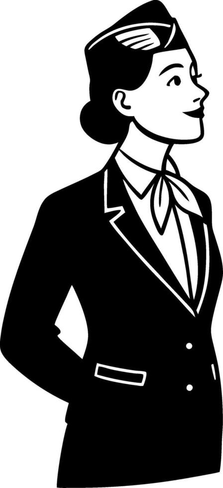 Elegant Female Flight Attendant in Classic Uniform Design for Travel and Aviation Themes vector