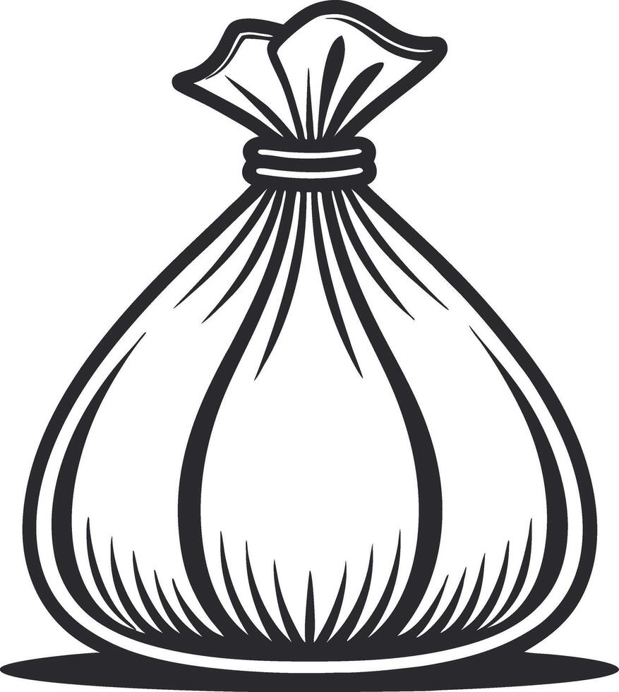 Stylized Illustration of a Tied Garbage Bag for Eco-Friendly Designs and Symbols vector