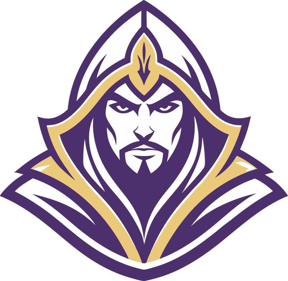 Mystical Warrior with Hood and Intense Gaze for Fantasy Art and Game Designs vector