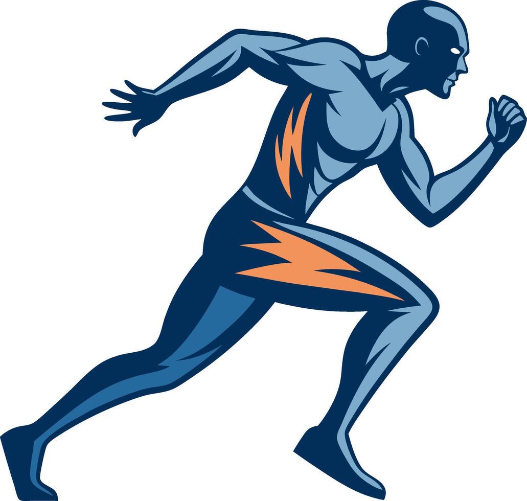 Dynamic Running Athlete Illustration with Energy Stripes for Fitness Branding and Sports vector