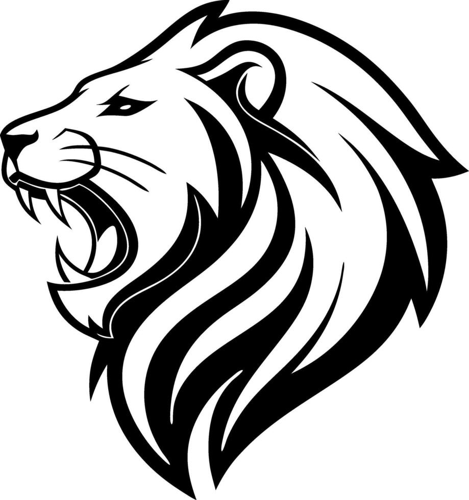 Majestic Lion Head Illustration with Exaggerated Mane for Tattoo Design and Wall Art vector