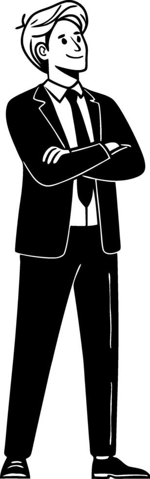 Confident Young Businessman in Suit with Arms Crossed Illustration for Professional Use vector