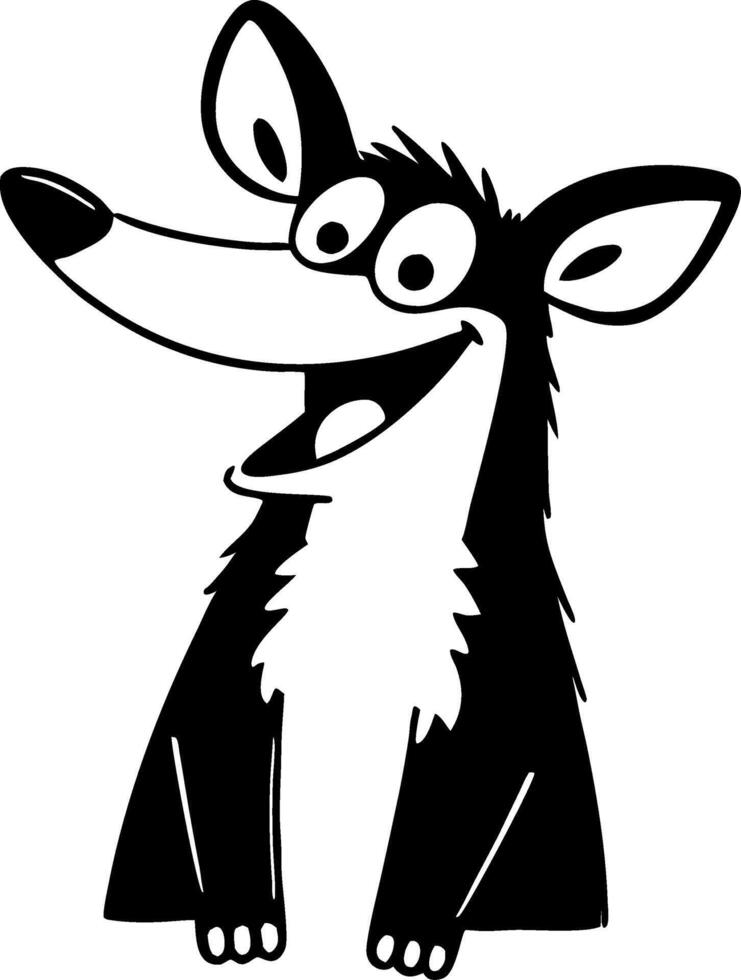 Playful Cartoon Wolf Character Smiling with Big Eyes Suitable for Childrens Designs vector