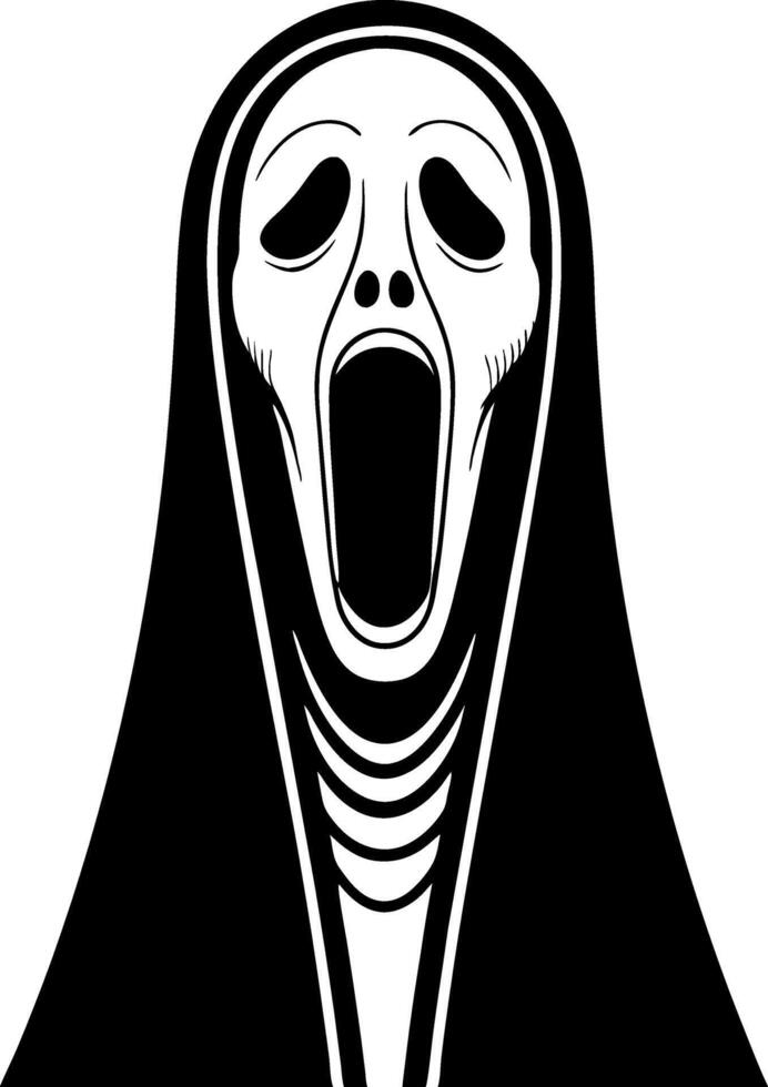 Screaming Face in Black and White Minimalist Design Ideal for Tattoo and Graphic Art vector