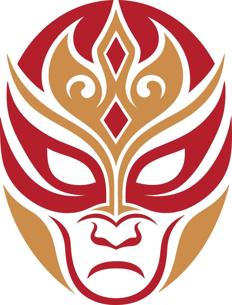 Vibrant Stylized Mask Design Featuring Intricate Patterns and Bold Colors for Tattoos and Crafts vector