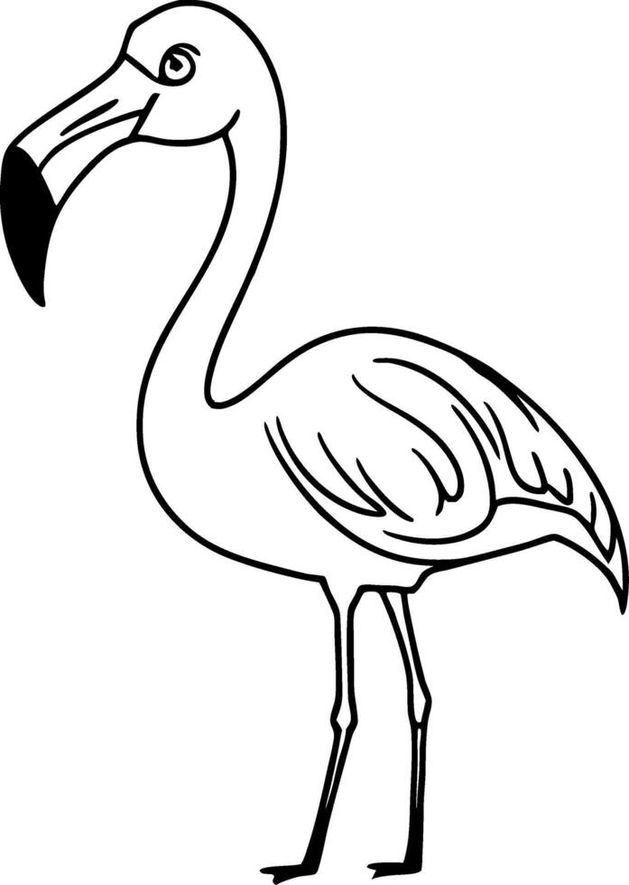 Elegant Flamingo Line Art for Coloring Books and Tattoo Designs vector