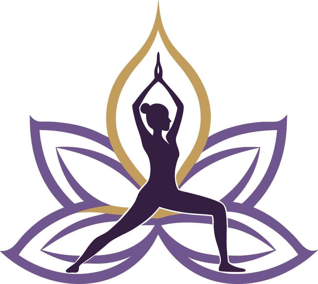 Yoga Pose with Lotus Flower Illustration for Wellness Meditation and Spiritual Practices vector