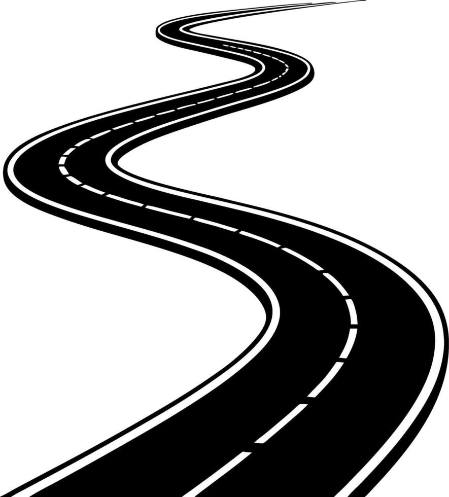 Winding Black Road Illustration for Travel Graphics and Designs vector