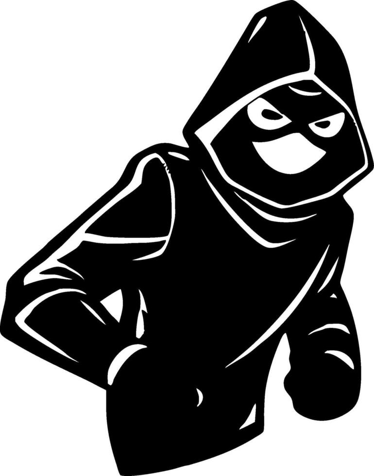 Mysterious Sneaky Character in Hoodie Ideal for Gaming Stickers and Streetwear Designs vector