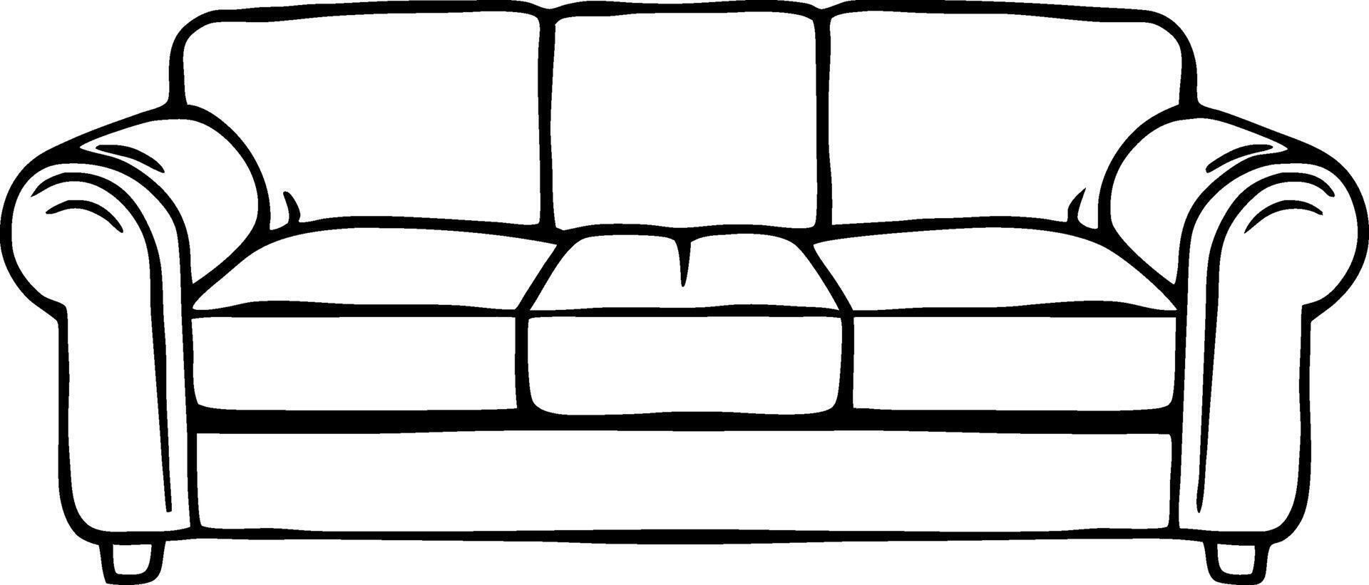 Stylish Outline Design of Comfortable Sofa Ideal for Interior Decor and Home Illustration Projects vector
