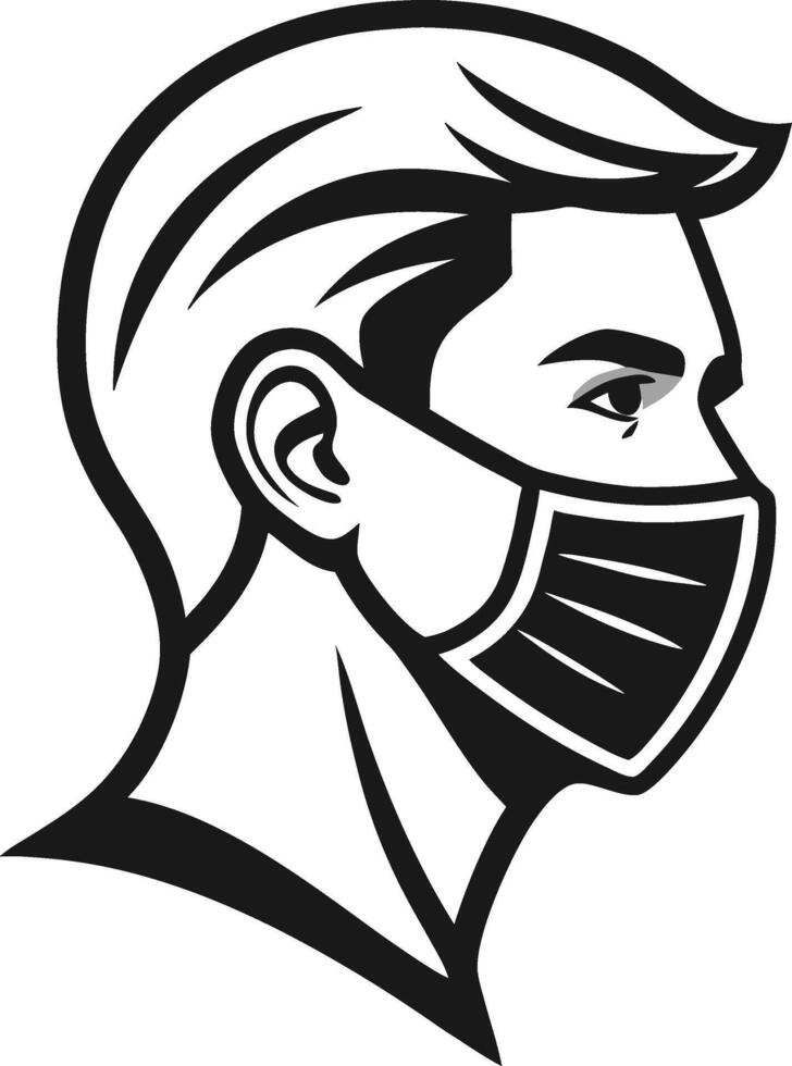 Stylized Profile of a Young Man Wearing a Face Mask for Health Awareness and Safety Themes vector