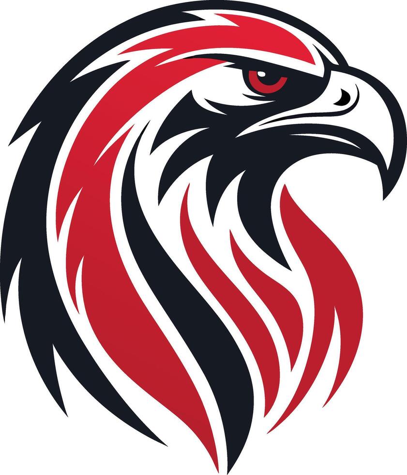 Bold Fierce Eagle Head Design with Dynamic Red and Black Flames for Graphic Illustrations vector