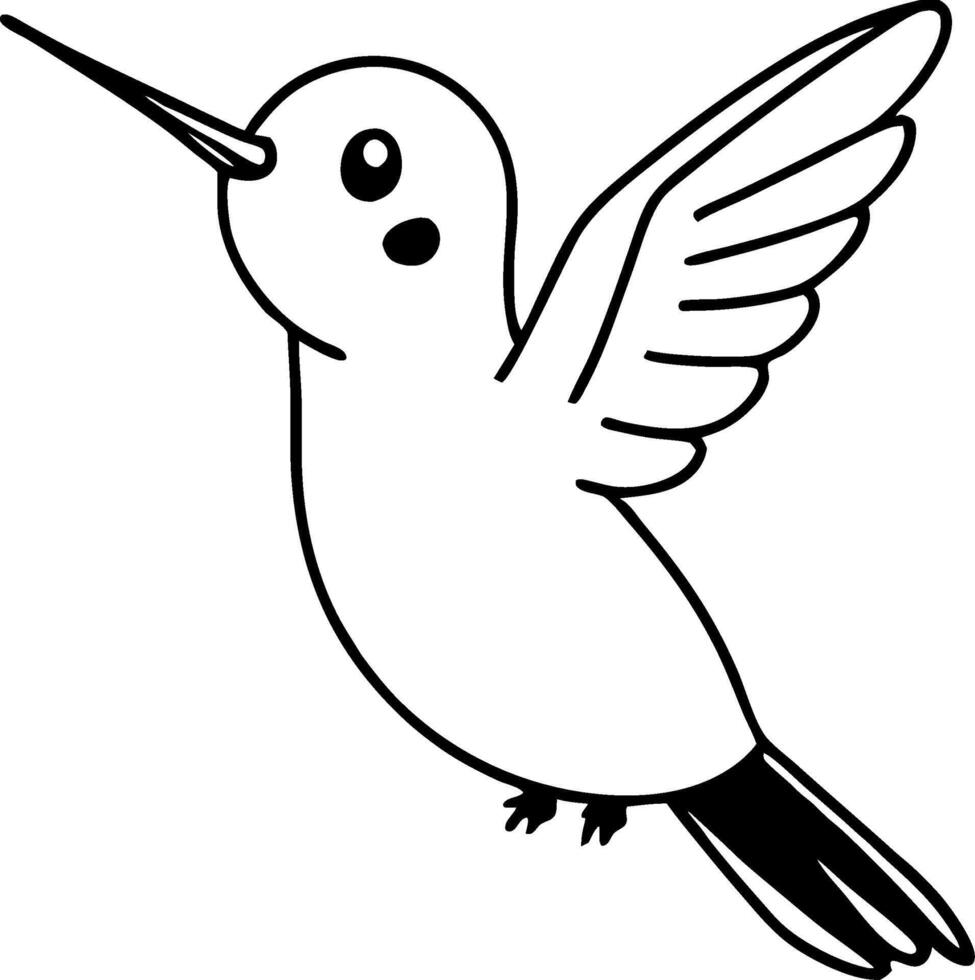 Charming Hummingbird Outline Illustration Perfect for Tattoo Design and Coloring Book vector