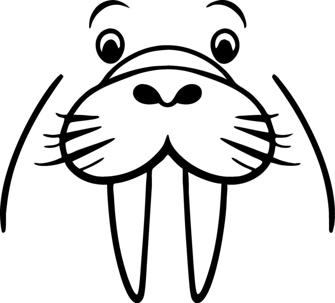 Cute Cartoon Walrus Face Outline for Coloring Book and Kids Art Projects vector