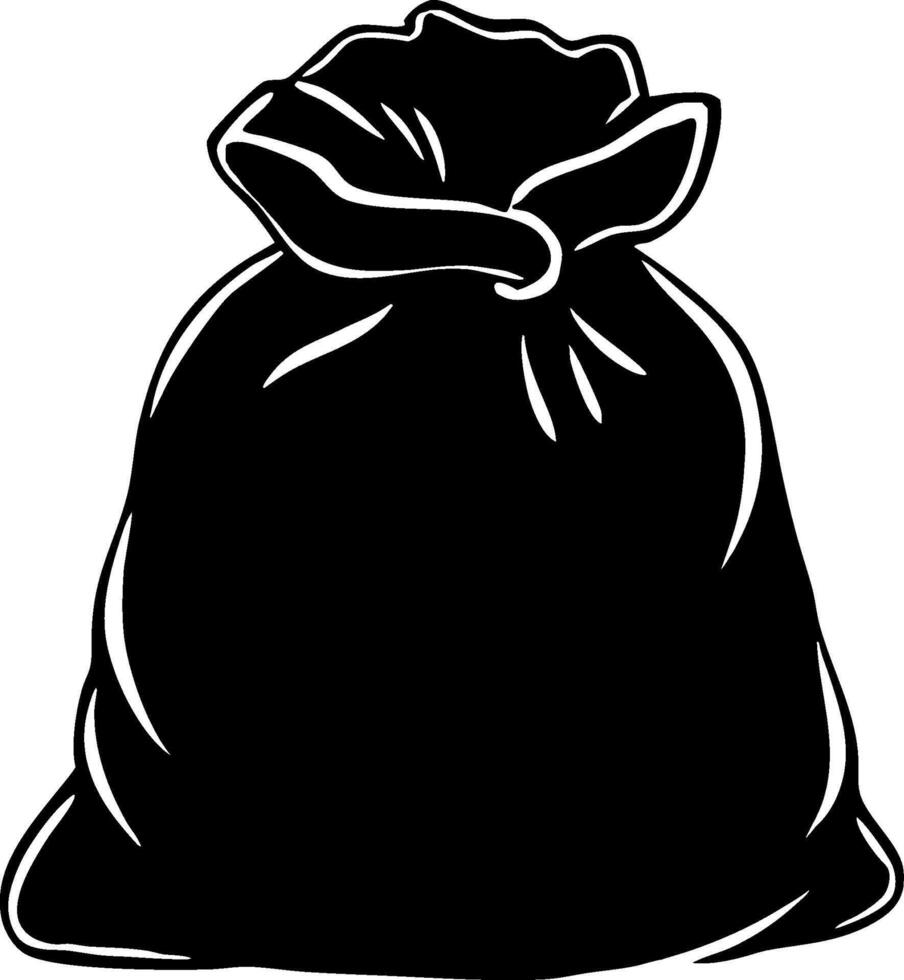 Black Trash Bag with Drawstring Perfect for Waste Disposal and Recycling Art Designs vector