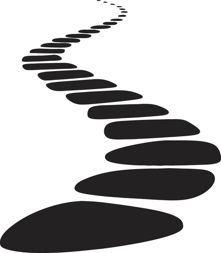 Curved Path of Black Stones Leading to the Horizon Ideal for Minimalist Designs vector