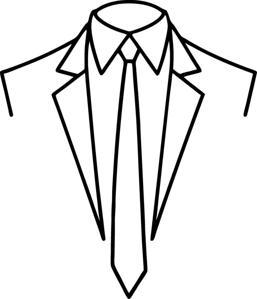 Elegant Outline of a Mens Suit and Tie Design for Fashion Illustrations and Custom Graphics vector