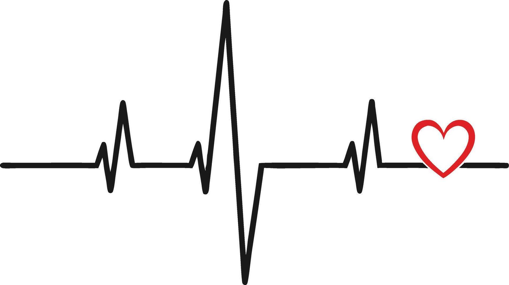 Heartbeat Line with Heart Design for Health and Love Themes vector