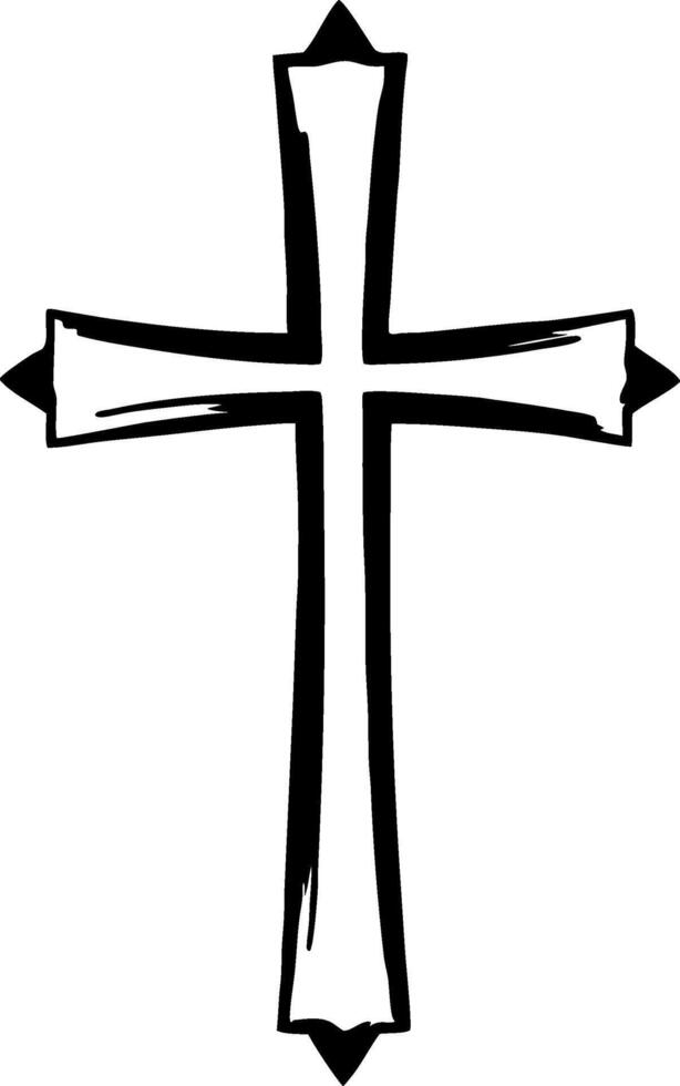 Stylized Cross Design with Intricate Details for Tattoo Artwork and Spiritual Themes vector
