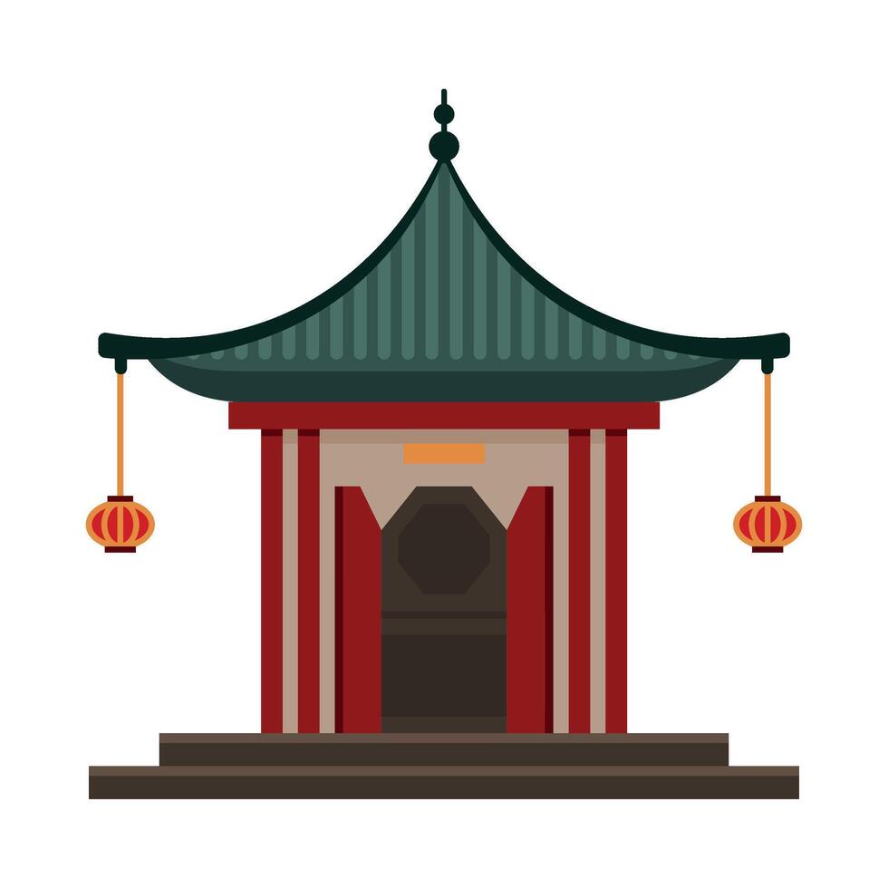 Traditional Chinese Building, Pagoda, Ancient Temple, Cultural Asian Architecture Object Illustration vector