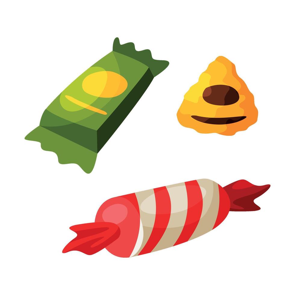 Collection of Candies, Colorful Sweets, Christmas Dessert Illustration vector