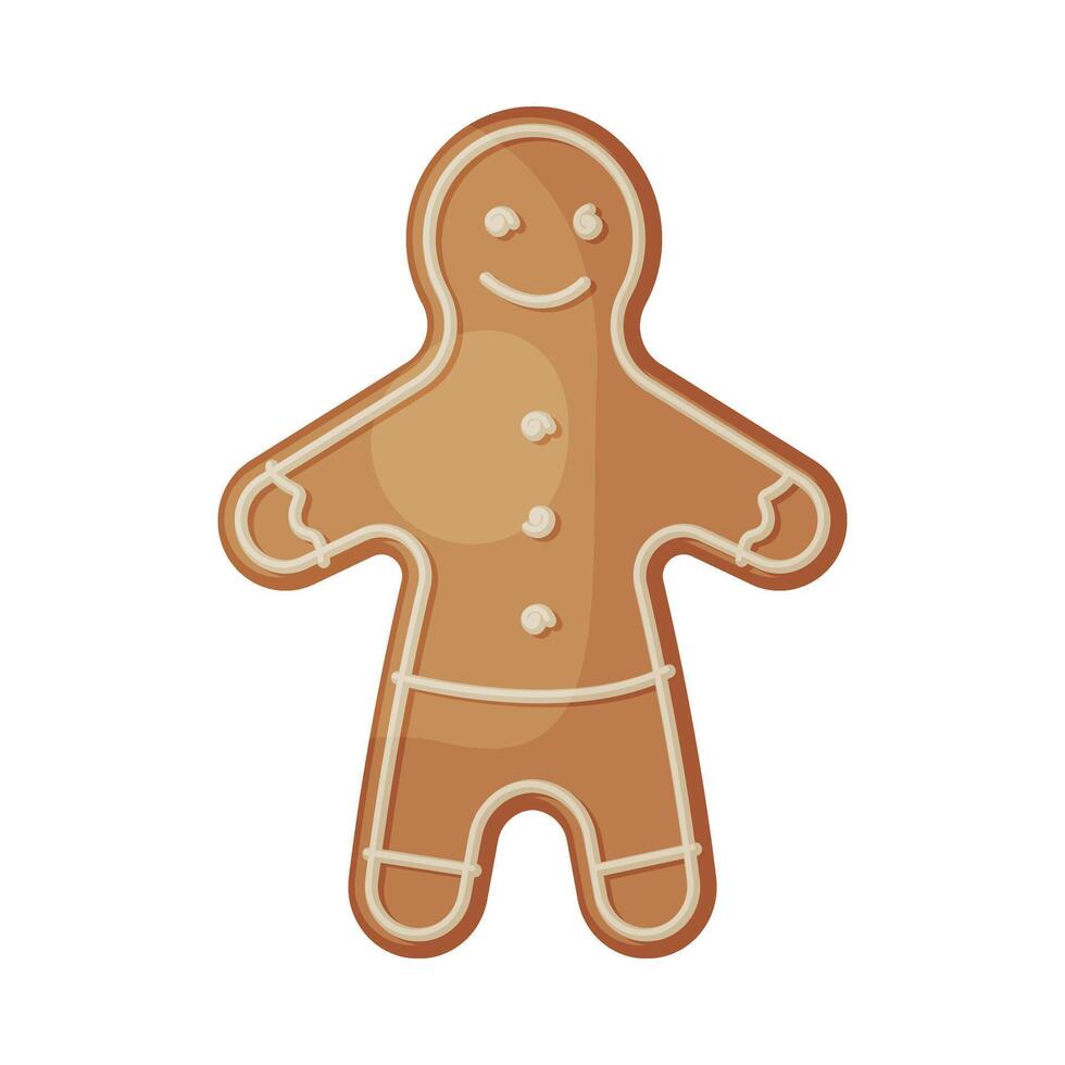 Gingerbread Man, Traditional Festive Cookie, Christmas and New Year Symbol Illustration vector