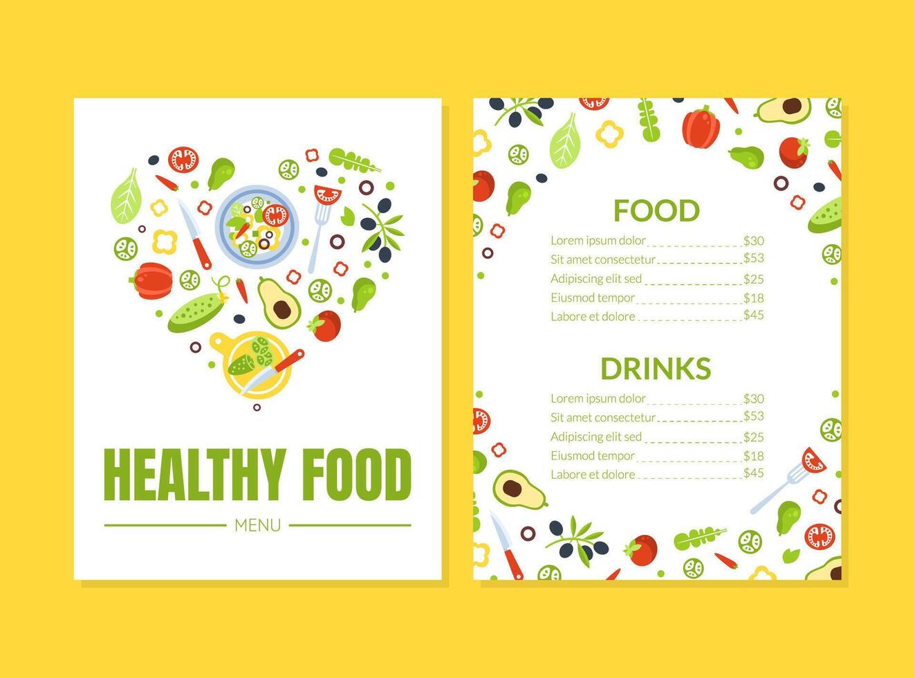 Healthy Food Menu Template, Vegetarian Restaurant or Cafe Fresh Organic Natural Food Promotional Banner Illustration vector