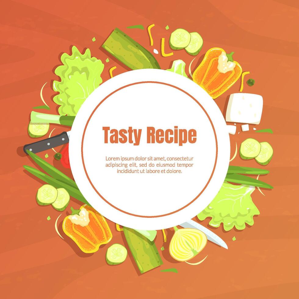 Tasty Recipe Banner Template with Space for Text, Food Recipes, Culinary School, Class Illustration vector